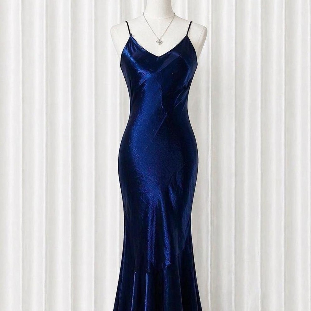Y2K navy blue shimmer prom dress
